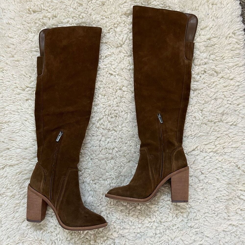 Vince Camuto Melaya Brown Leather Tall Boots Size 7